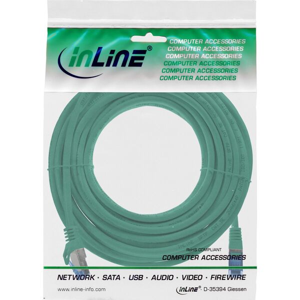 Καλώδιο Patch InLine®, Cat.6A, S/FTP, TPE (LSZH), CCA, πράσινο, 7,5m