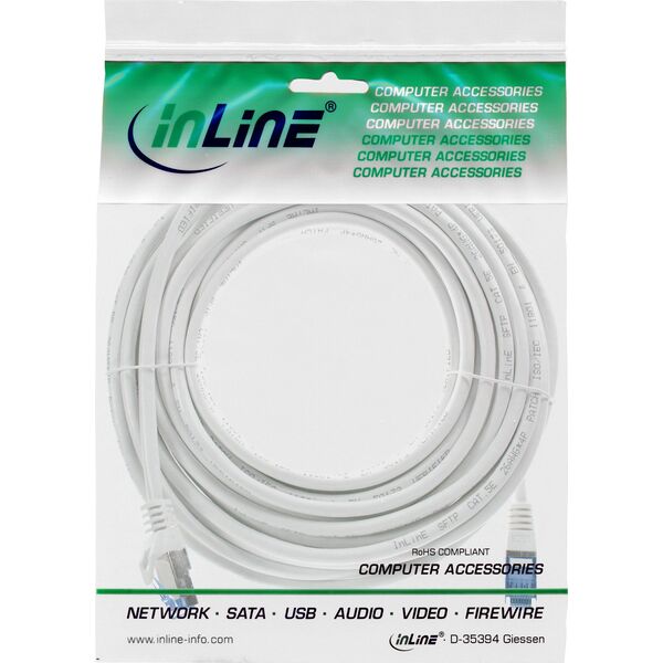 Καλώδιο Patch InLine®, Cat.6A, S/FTP, TPE (LSZH), CCA, λευκό, 7,5m
