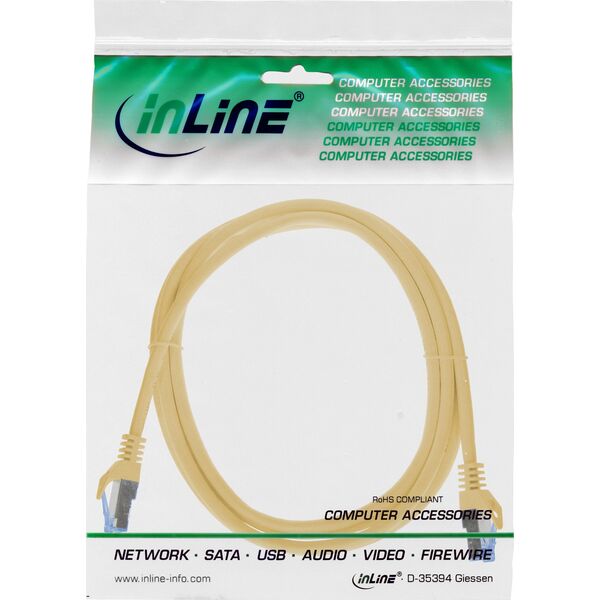 Καλώδιο Patch InLine®, Cat.6A, S/FTP, TPE (LSZH), CCA, κίτρινο, 1,5m