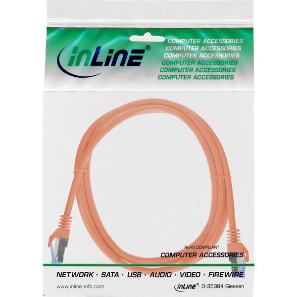 Καλώδιο Patch InLine®, Cat.6A, S/FTP, TPE (LSZH), CCA, πορτοκαλί, 0,3m