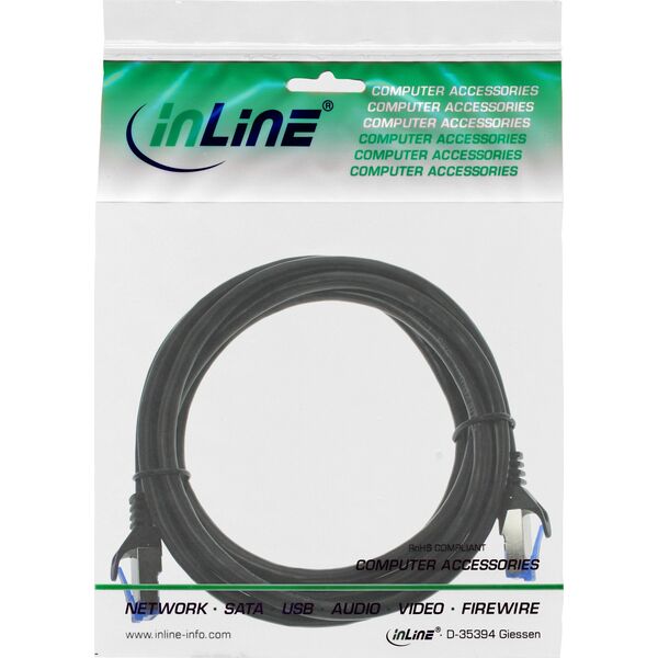 Καλώδιο Patch InLine®, Cat.6A, S/FTP, TPE εύκαμπτο, μαύρο, 0,25m