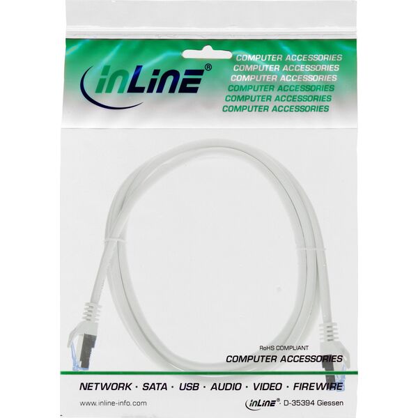 Καλώδιο Patch InLine®, Cat.6A, S/FTP, TPE ευέλικτο, λευκό, 0,3m