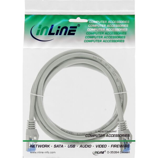Καλώδιο Patch InLine®, Cat.6A, S/FTP, TPE ευέλικτο, γκρι, 0,3m