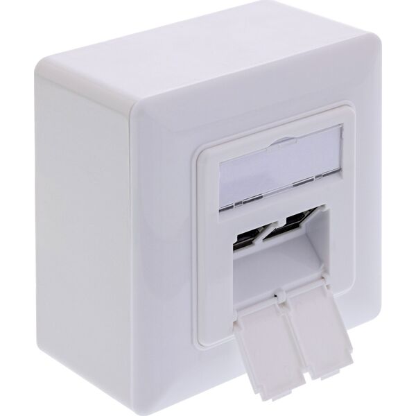 InLine® Πρίζα σύνδεσης Cat.6A, 2x υποδοχή RJ45, RAL9010, λευκό