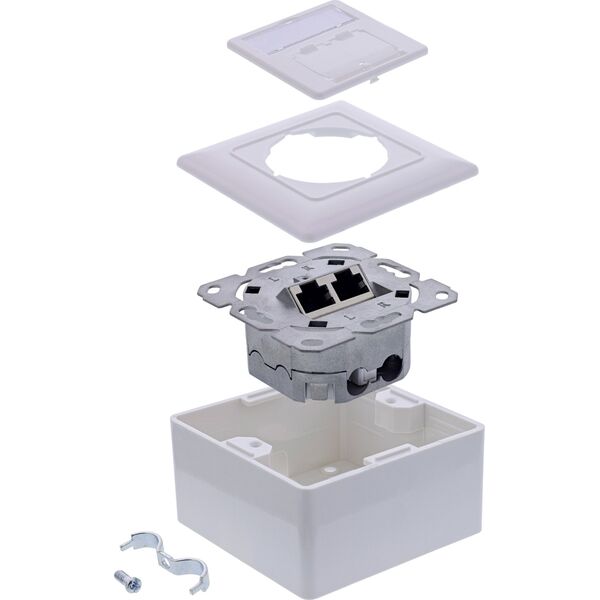 InLine® Πρίζα σύνδεσης Cat.6A, 2x υποδοχή RJ45, RAL9010, λευκό
