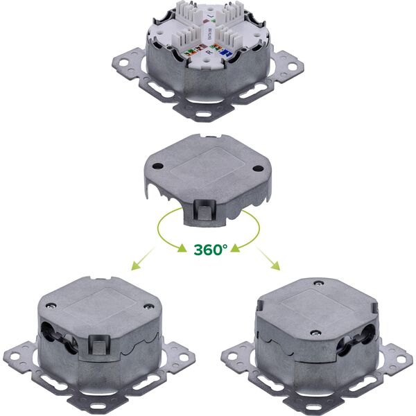 InLine® Πρίζα σύνδεσης Cat.6A, 2x υποδοχή RJ45, RAL9010, λευκό