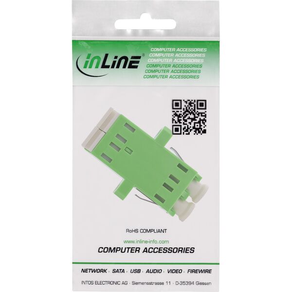 Σύζευξη InLine® LWL, Duplex LC/LC, singlemode, πράσινο, κεραμικό μανίκι, για εγκατάσταση