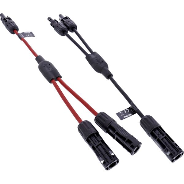 Σετ διανομέα ηλιακού καλωδίου InLine® 2-φορές μαύρο/κόκκινο 0,36m
