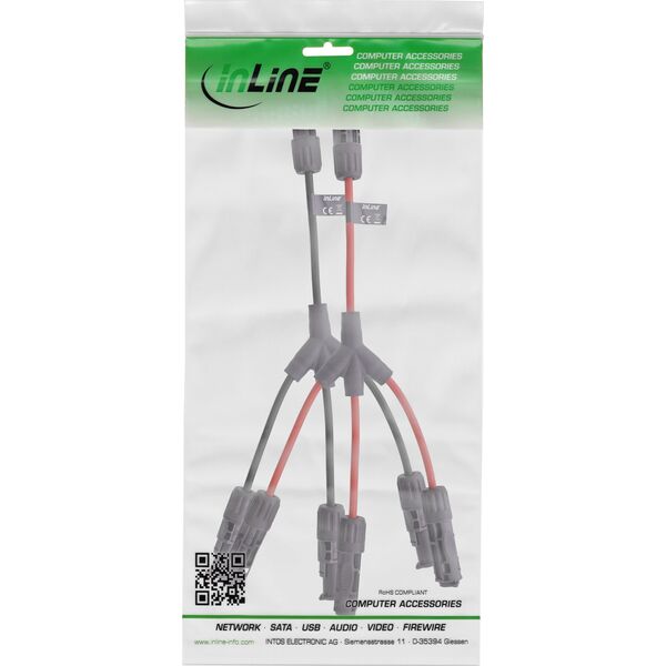 InLine® Σετ διανομέα ηλιακού καλωδίου 3-πλής μαύρο/κόκκινο 0,36m