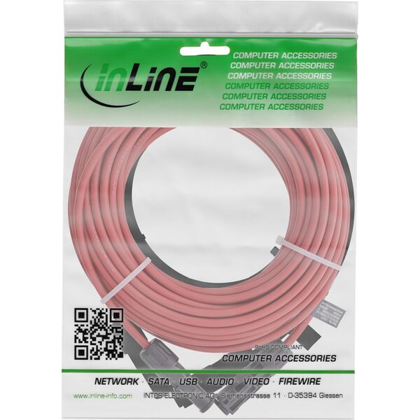 Σετ επέκτασης ηλιακού καλωδίου InLine® με ηλιακό βύσμα 4mm² μαύρο/κόκκινο 15m