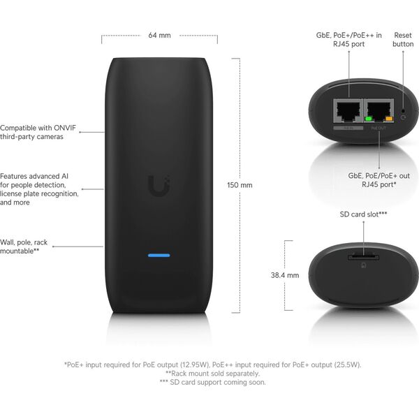 UBIQUITI AI PORT. AI ΣΥΣΚΕΥΗ ΠΟΥ ΒΕΛΤΙΩΝΕΙ ΟΠΟΙΑΔΗΠΟΤΕ ΚΑΜΕΡΑ UNIFI Ή ΤΡΙΤΟΥ ΚΑΤΑΣΚΕΥΑΣΤΗ ΜΕ ΔΥΝΑΤΟΤΗΤΕΣ ΑΝΙΧΝΕΥΣΗΣ, ΤΑΞΙΝΟΜΗΣΗΣ ΚΑΙ ΑΝΑΓΝΩΡΙΣΗΣ AI