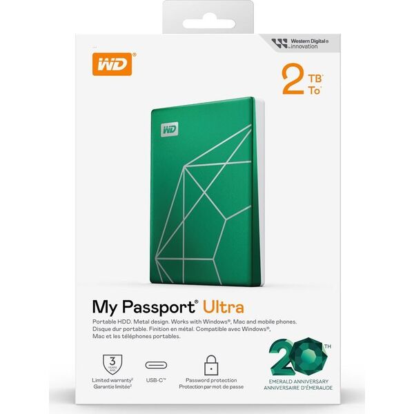 WD My Passport Ultra 2TB Πράσινο - Έκδοση Επετείου Emerald