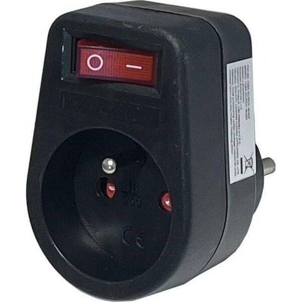 Πολύπριζο Konnoc DX-FZBK-01/01A με 1 υποδοχή και διακόπτη μαύρο