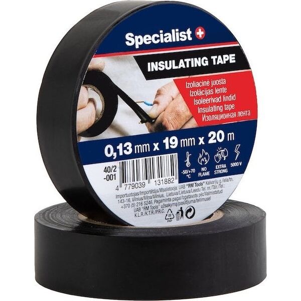 Μονωτική ταινία SPECIALIST+, 0.13 x 19 mm, μαύρη, 20 m