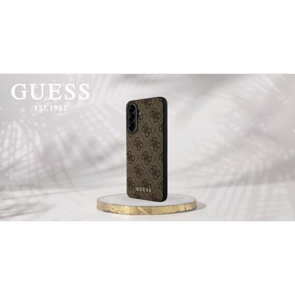 Etui Guess 4G Metal Gold Logo do Samsung Galaxy A56 brązowy