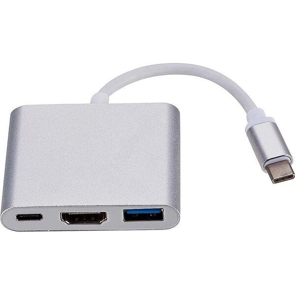 RoGer Multimedia Adapter Type-C to HDMI (4K @ 30Hz, 1080P @ 60Hz) + USB 3.0 Silver