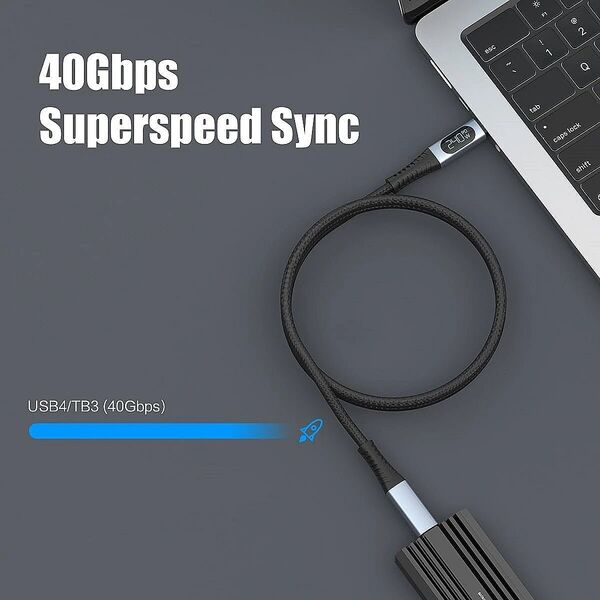 RoGer PD24VB USB-C 4.0 Cable with voltmeter PD240W / 40Gbps / 8K60Hz / 1m