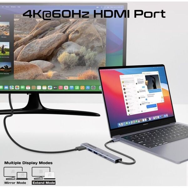 Promate LinkHub-5X Hub HDMI 4K@60Hz / USB-C PD100W