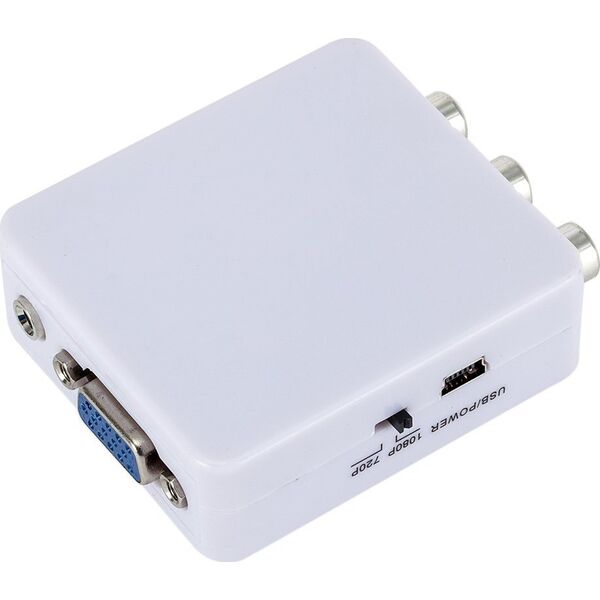 RoGer Adapter to Transfer RCA to VGA Signal (+Audio) White