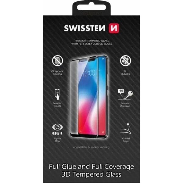 Swissten Ultra Durable Full Face Tempered Glass Apple iPhone 12 PRO MAX  Black