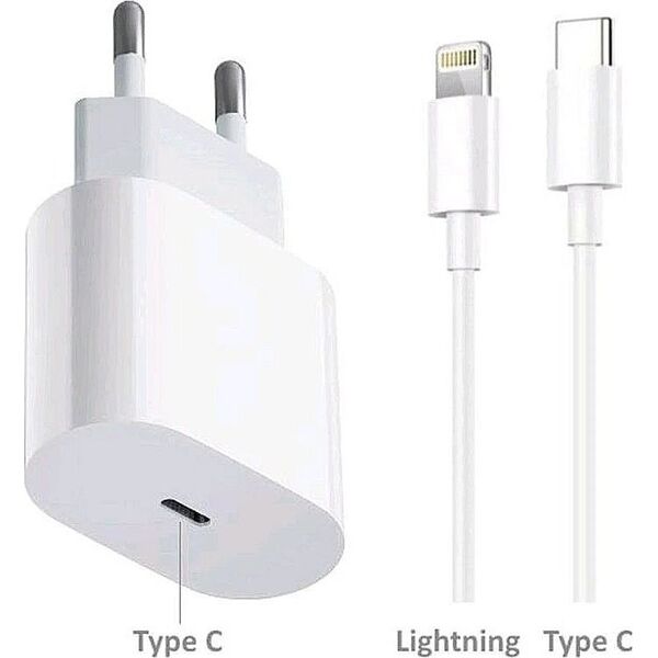 RoGer CH20W1M Wall Charger 20W / USB-C - Lightning 1m