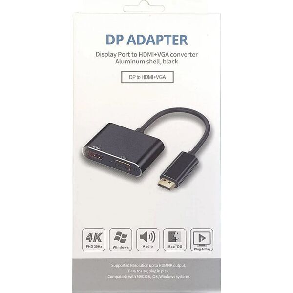 RoGer DisplayPort to HDMI + VGA Adapter v1.4 / 4K@30Hz