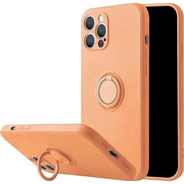 Mocco Pastel Ring Silicone Back Case for Apple iPhone 12 Max Orange