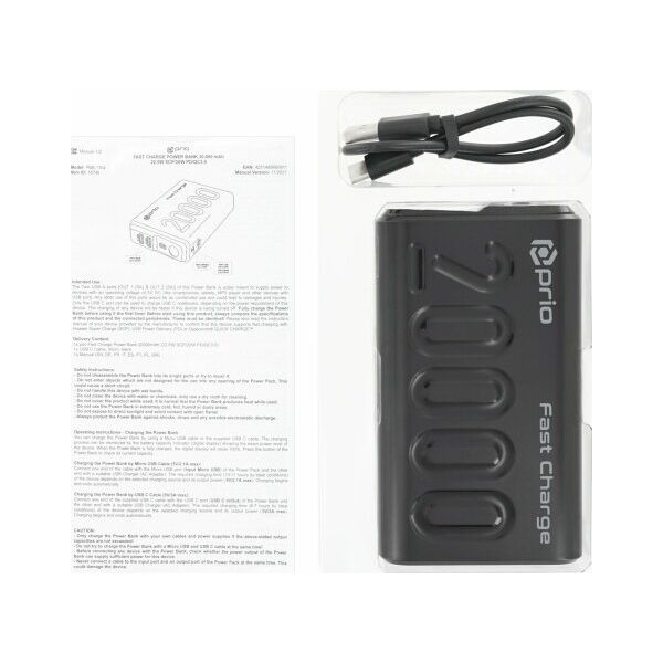 Prio Power Portable Power Bank 22.5W SCP/ 20W PD / QC3.0 / 20000 mAh