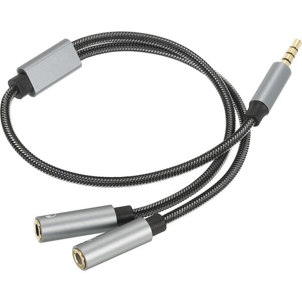 RoGer SP35Y Audio adapter / Splitter 2x 3.5mm stereo + microphone / 4 pin
