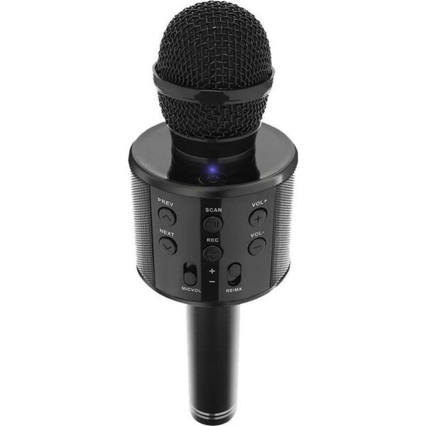 RoGer Bluetooth Microphone Karaoke With Build In Speaker / 2x 5W / Aux / USB / MicroSD / Black