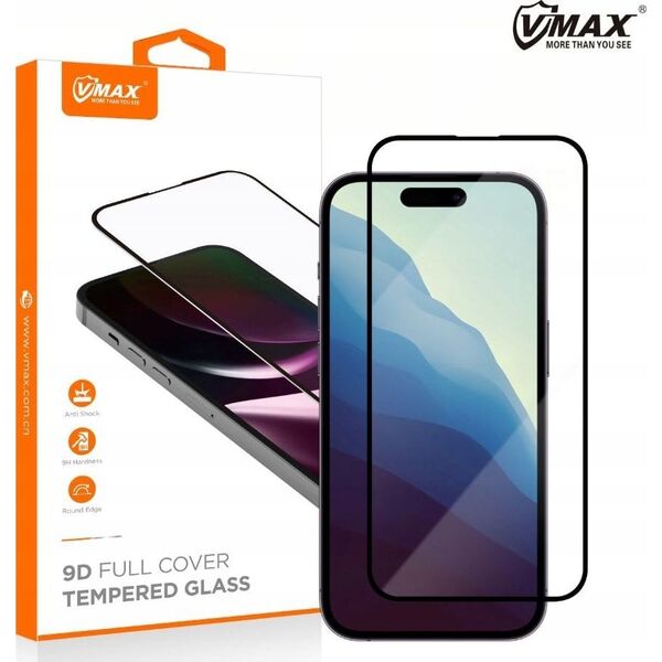 Vmax 9D Full Face Tempered Glass for Apple iPhone 16 Plus
