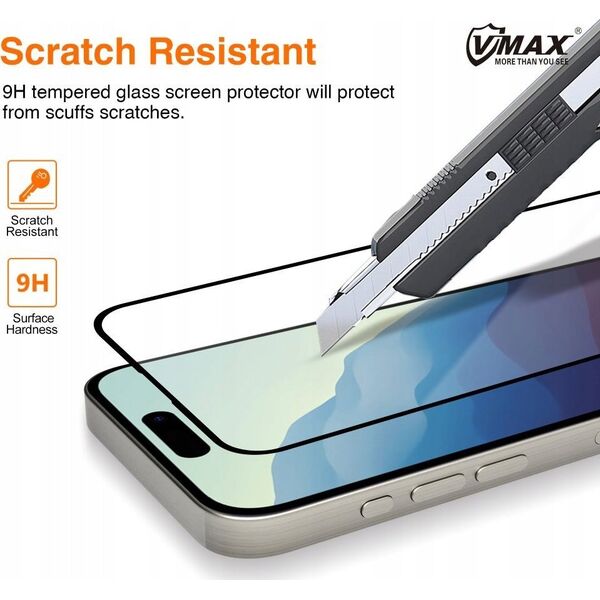 Vmax 9D Full Face Tempered Glass for Apple iPhone 16 Plus
