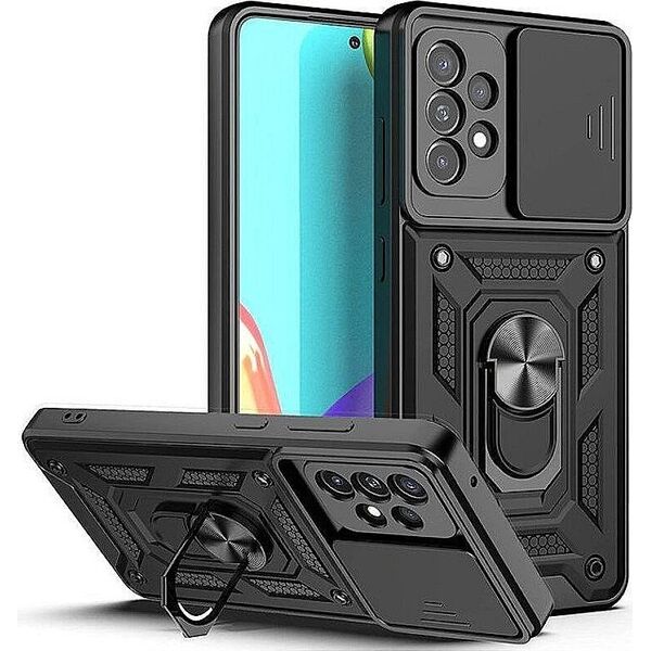 Mocco Ring Slide Hard Case Plastic Cover for Samsung Galaxy A33 5G black