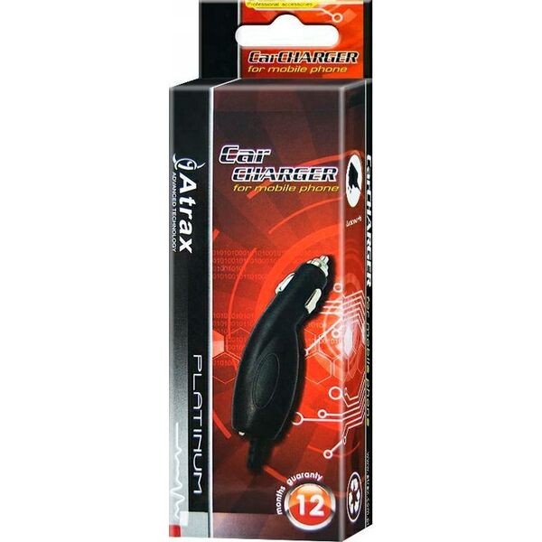 ATX Platinum Premium Car charger 12 / 24V / 1A + Micro USB cable Black (Red Blister)