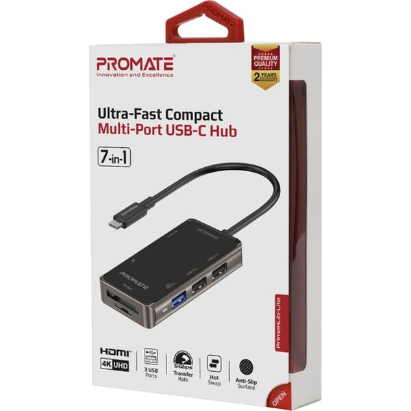 PROMATE PrimeHub-Lite USB-C Multimedia Hub / 4K HDMI / USB3.0 / SD / PD