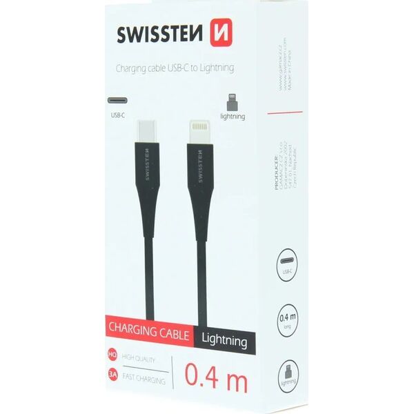 Swissten Basic Universal Quick Charge 3.1 USB-C to Lightning Charging Cable 0.4m