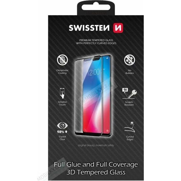 Swissten Ultra Durable Full Face / Full Glue Tempered Glass Premium 9H Screen Protector Samsung 405 Galaxy A40 Black