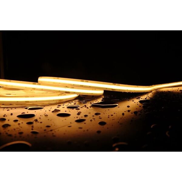 LED ταινία COB για σάουνες έως 105°C, 24V 10W/m, 890lm/m, IP67, 2700K ζεστό λευκό, 5m ρολό, LEMLUX