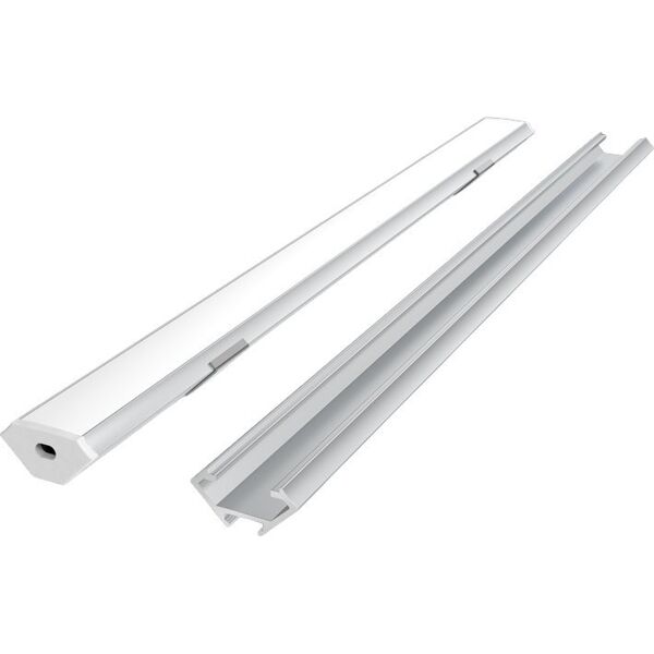 LED προφίλ σετ, 2m, ενσωματωμένο, λευκό, με λευκό κάλυμμα και κλιπ