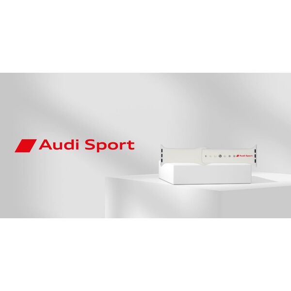 Λουράκι ρολογιού σιλικόνης Pasek Audi Sport Red Logo για Apple Watch 40/41/42mm λευκό