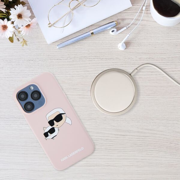 Karl Lagerfeld KLHMP16SSKCHPPLP iPhone16 6.1" pink/pink hardcase Silicone Double Heads Print MagSa