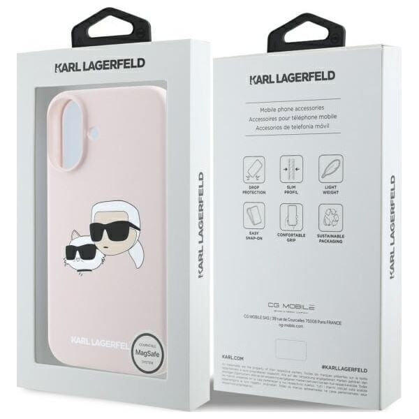 Karl Lagerfeld KLHMP16SSKCHPPLP iPhone16 6.1" pink/pink hardcase Silicone Double Heads Print MagSa