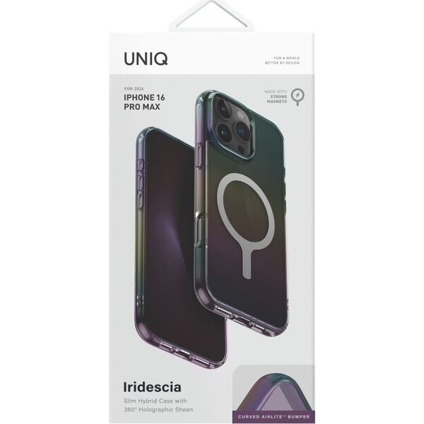 Case UNIQ Iridescia for iPhone 16 Pro Max Magclick Charging midnight