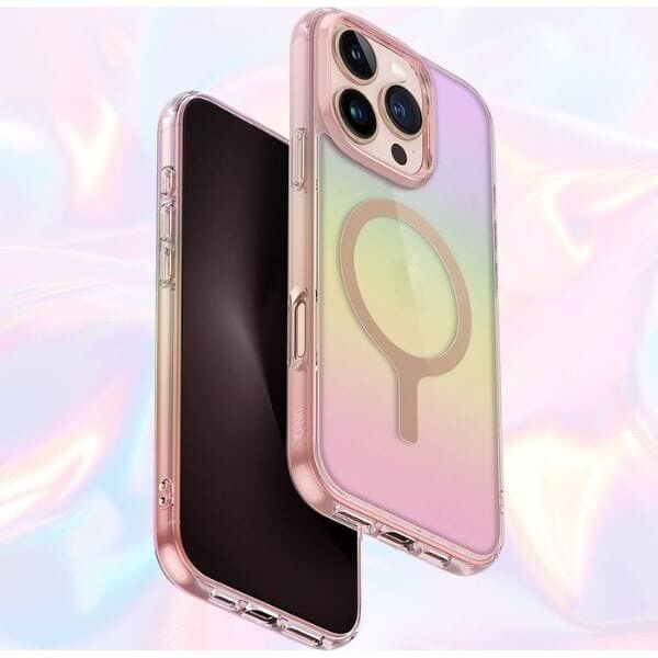 Case UNIQ Iridescia for iPhone 16 Pro Max Magclick Charging pink prism