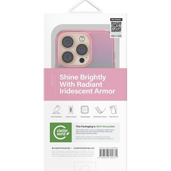 Case UNIQ Iridescia for iPhone 16 Pro Magclick Charging pink prism