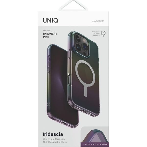Case UNIQ Iridescia for iPhone 16 Pro Magclick Charging midnight