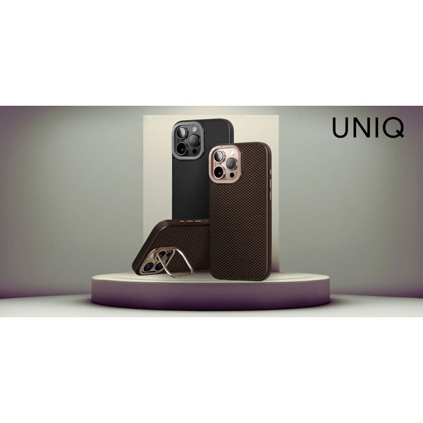 Etui UNIQ Keva Max do iPhone 16 Pro Max  Magclick Charging Camera Stand brązowy