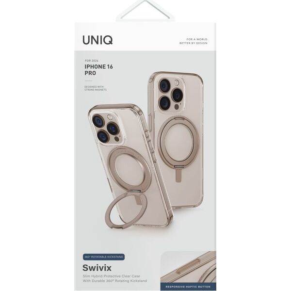 Etui UNIQ Swivix do iPhone 16 Pro 360    Rotating Kickstand złoty