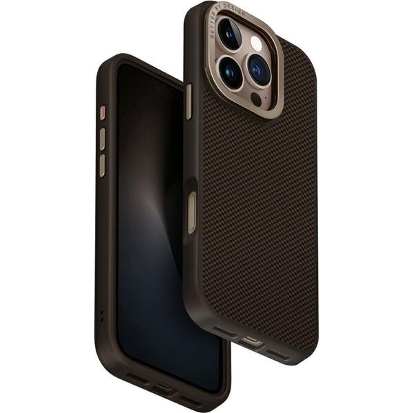 Etui UNIQ Keva Max do iPhone 16 Pro      Magclick Charging Camera Stand brązowy