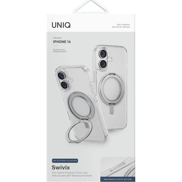 Etui UNIQ Swivix do iPhone 16 360        Rotating Kickstand przezroczysty